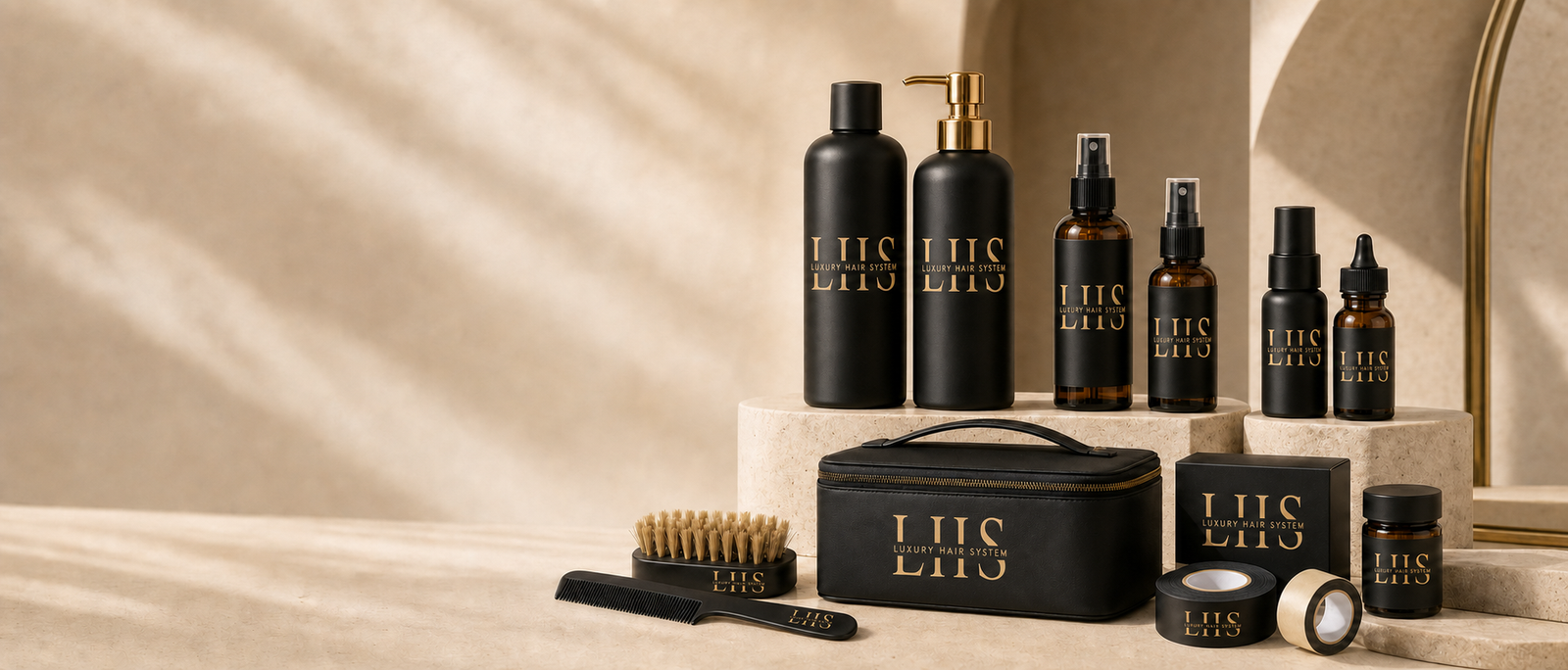 LHS premium hair system care, bonding, and maintenance products