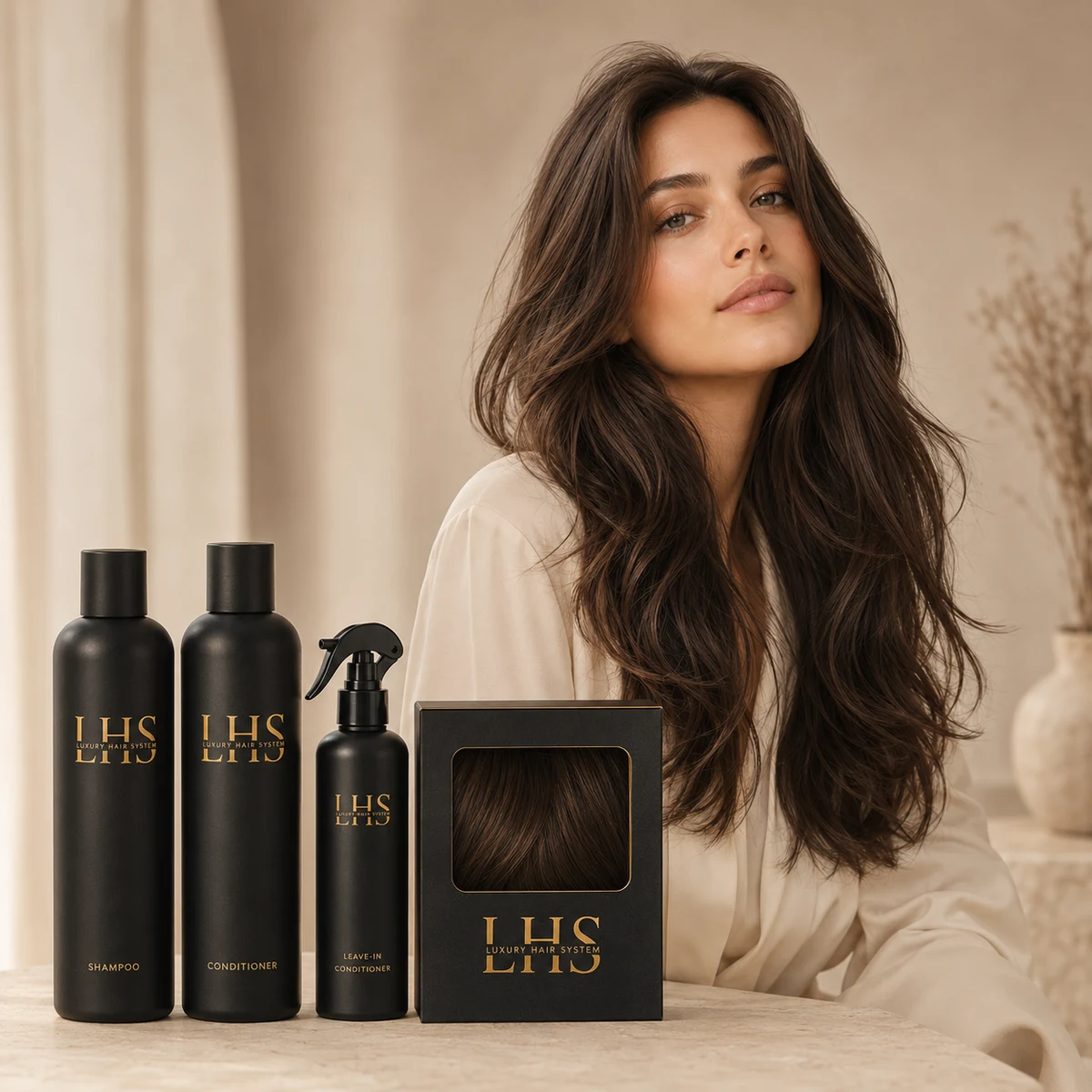 LHS women systems model with coordinated hair care products